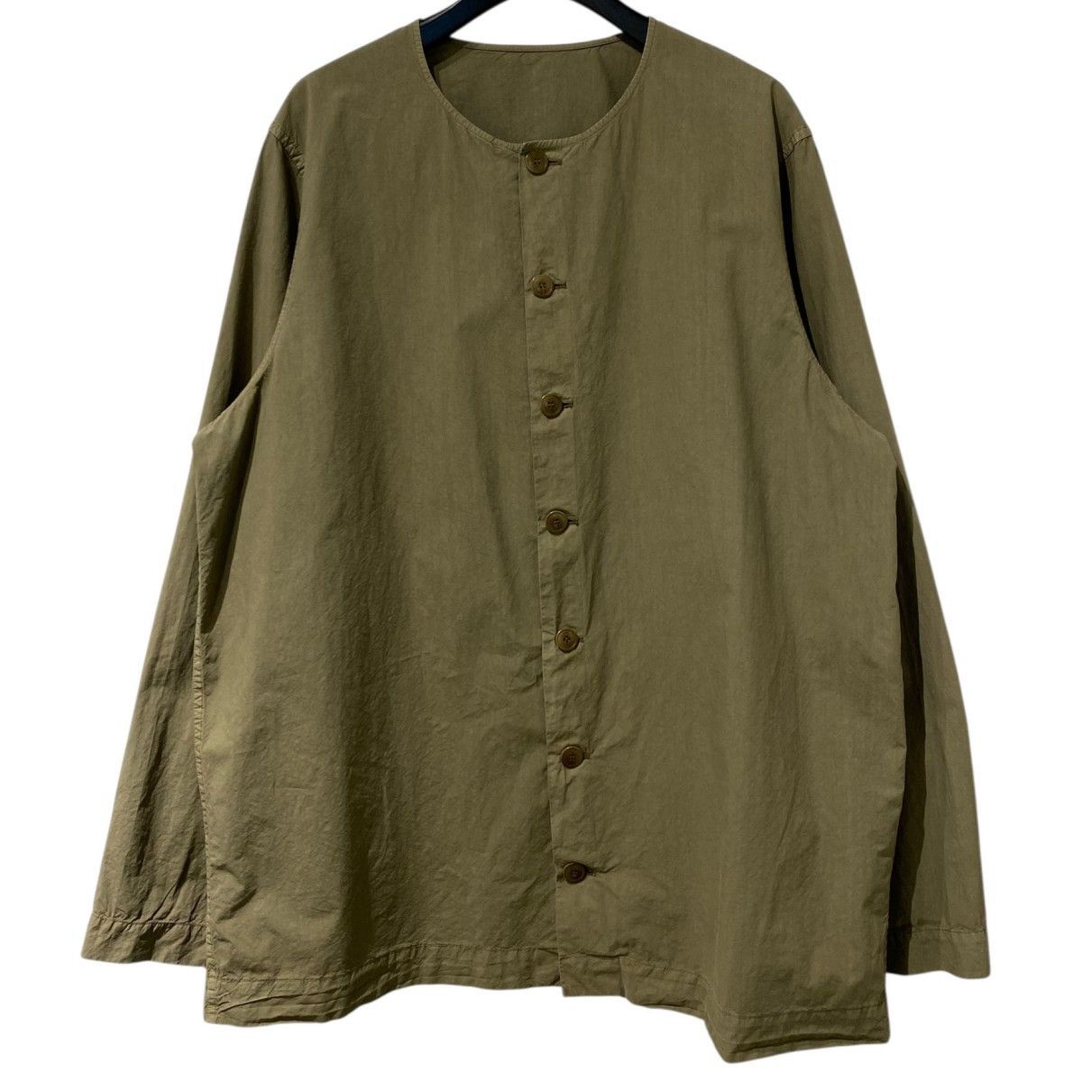 CASEY CASEY CH．VERGER SHIRTペーパーコットンノーカラーシャツ