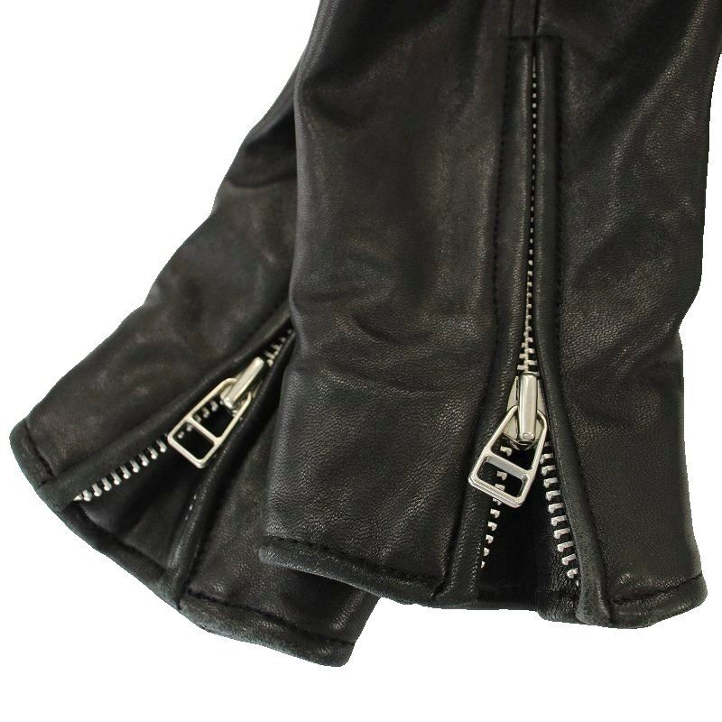 ナイン NINE ライダースジャケット ダブル ラムレザー 羊革 0 黒