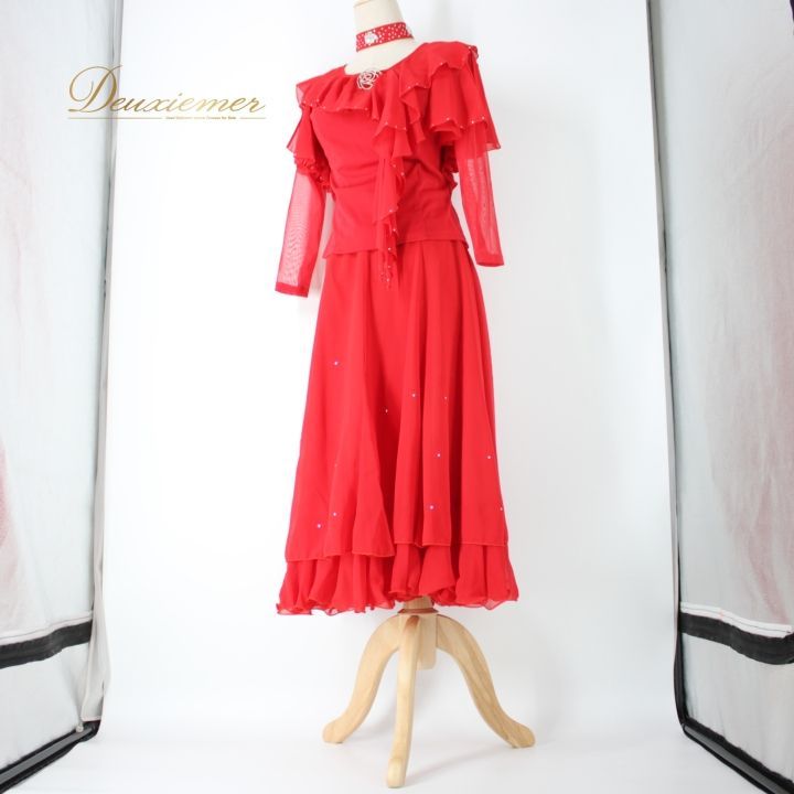 社交ダンス 衣装 スタンダード 上下セット ツーピース パーティ衣装