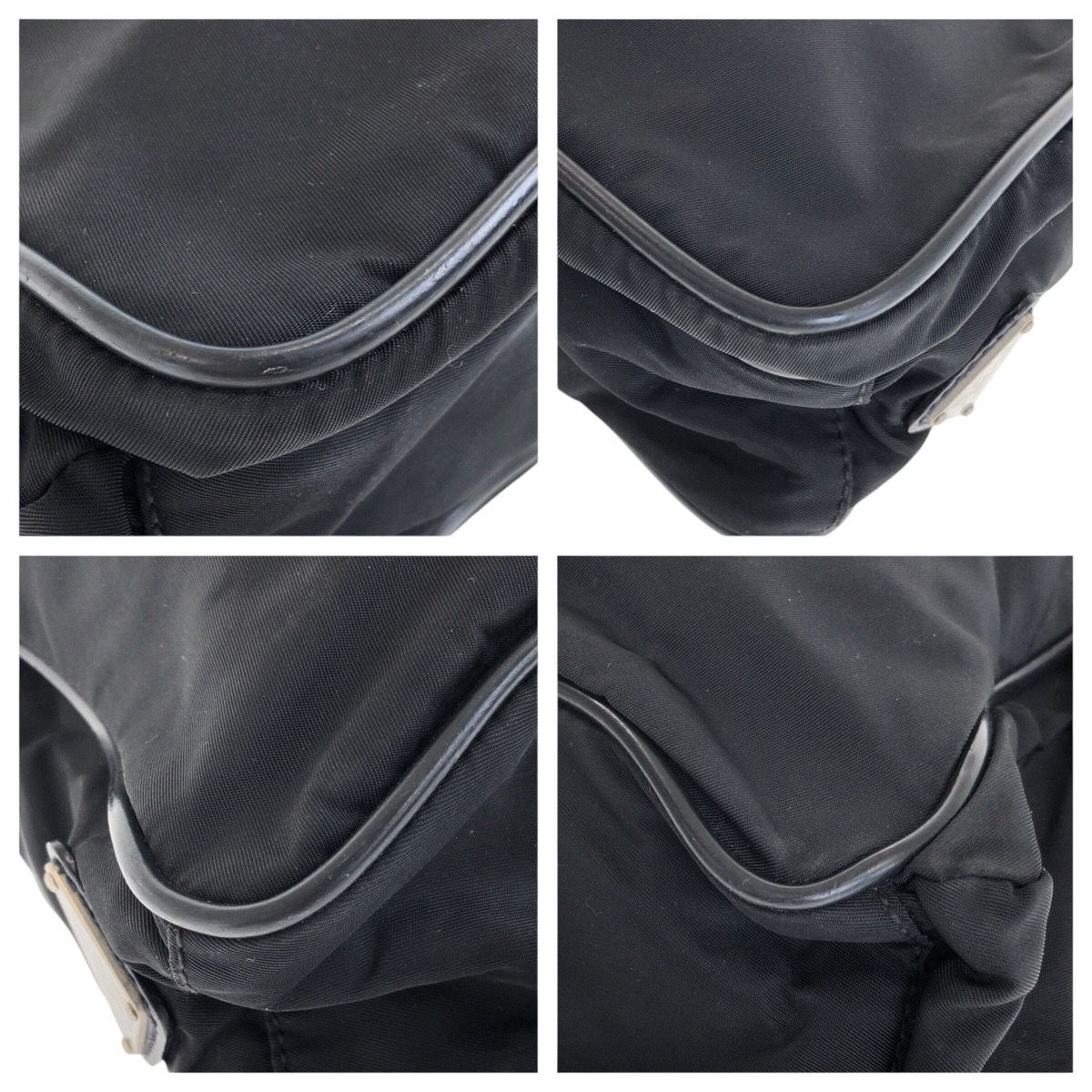 美品 PRADA プラダ テスート 三角ロゴプレート ブラック 黒 シルバー