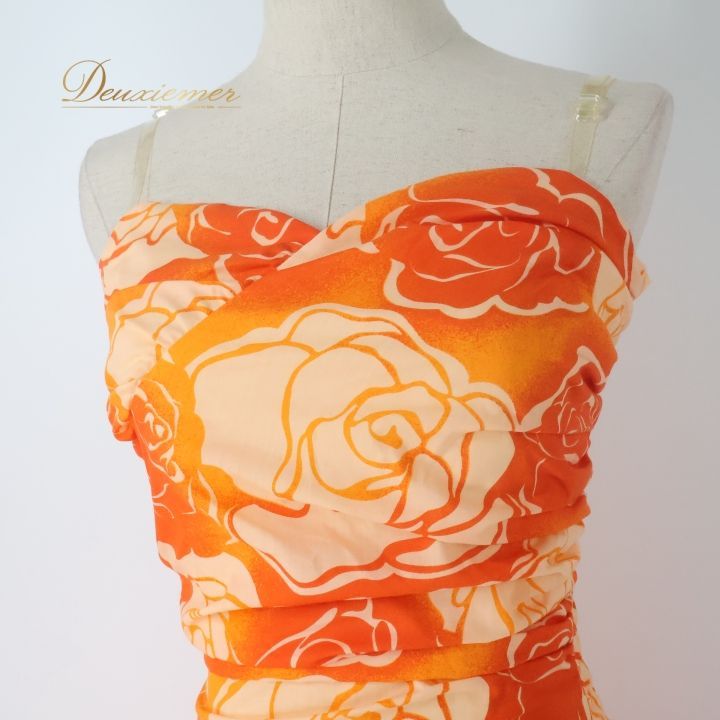 フラダンス 衣装 ワンピース ドレス オレンジ系 アロハスタンダード