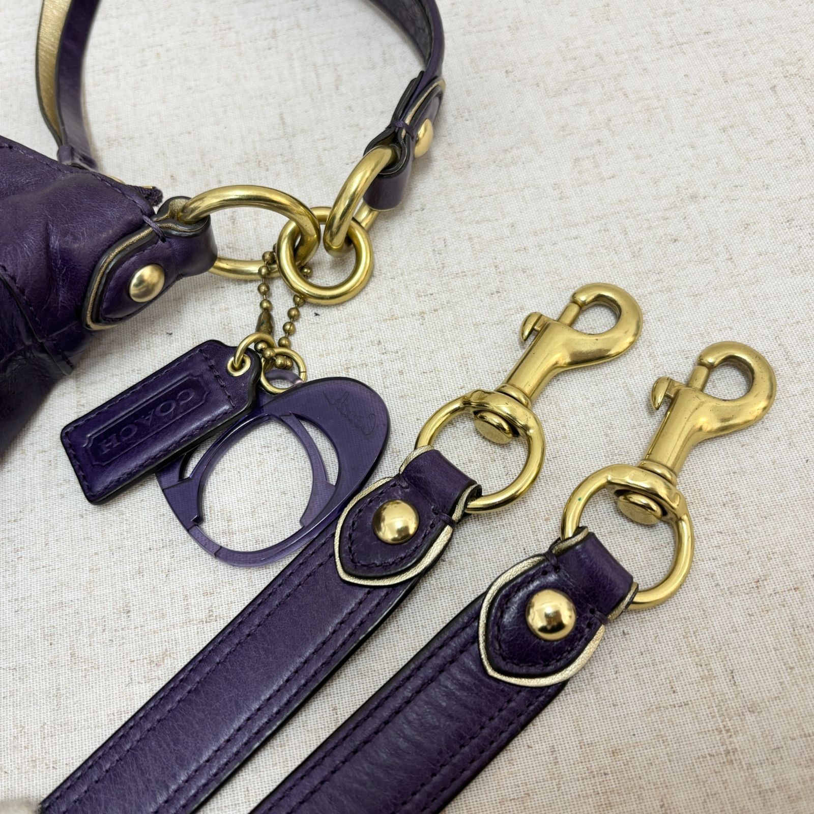 COACH コーチ 2WAY ショルダーバッグ ハンドバッグ レザー パープル