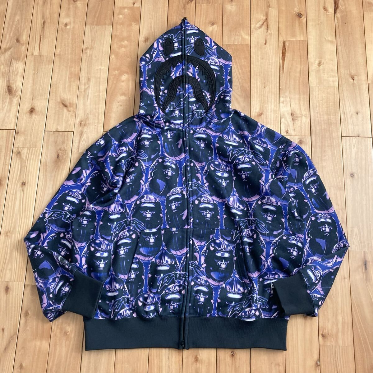 ☆XL☆ APE HEAD GRAFFITI SHARK FULL ZIP HOODIE a bathing ape BAPE 