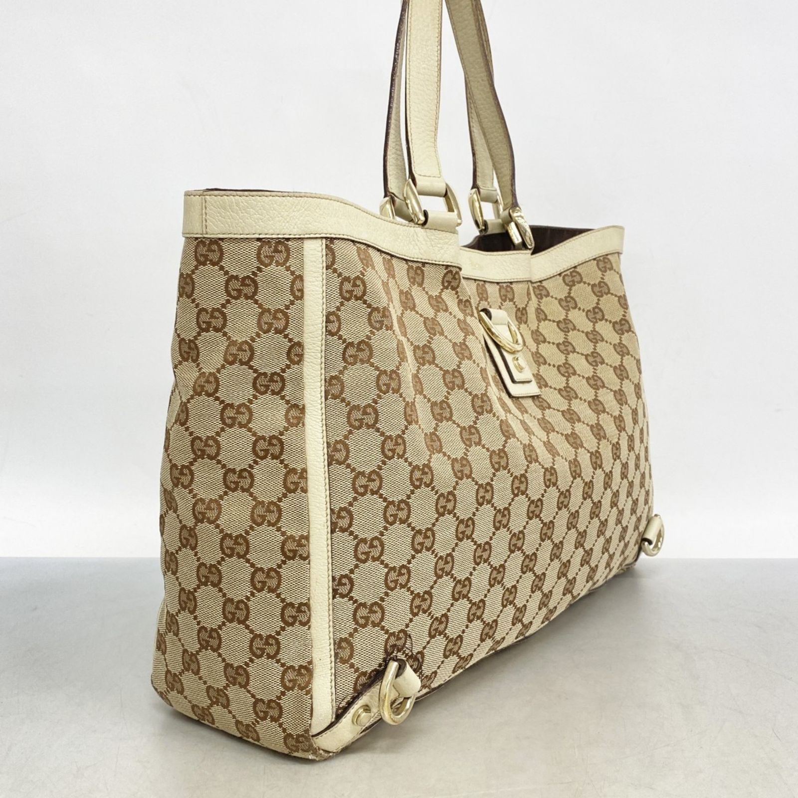 美品！！GUCCIトートバッグ ベージュ/ブラウン グッチ(Gucci) グッチ トートバッグ GGキャンバス アビー 141472