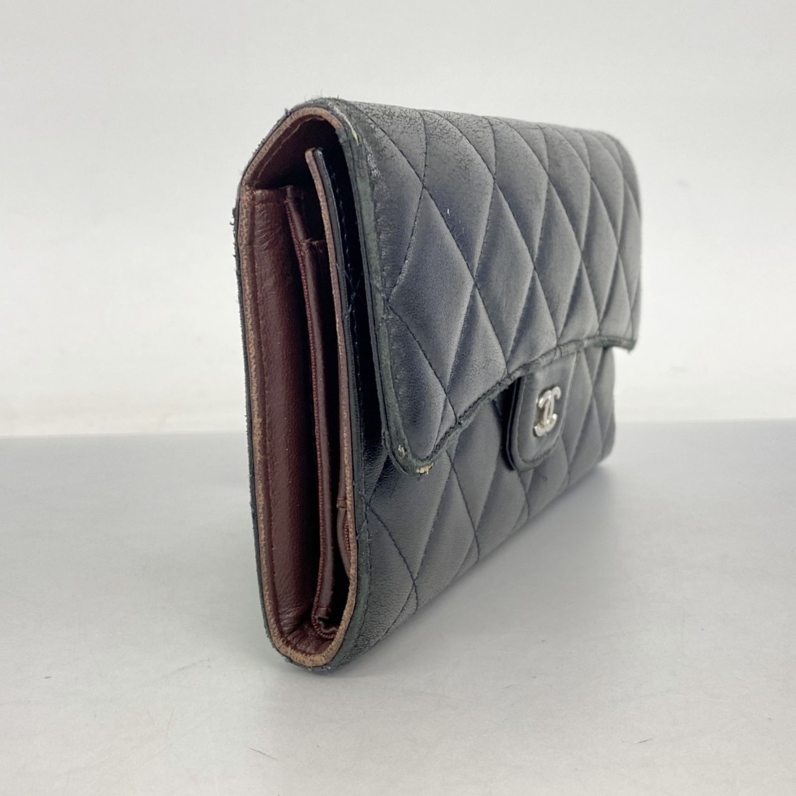 CHANEL シャネル マトラッセ ラムスキン 長財布 ココマーク 三つ折り