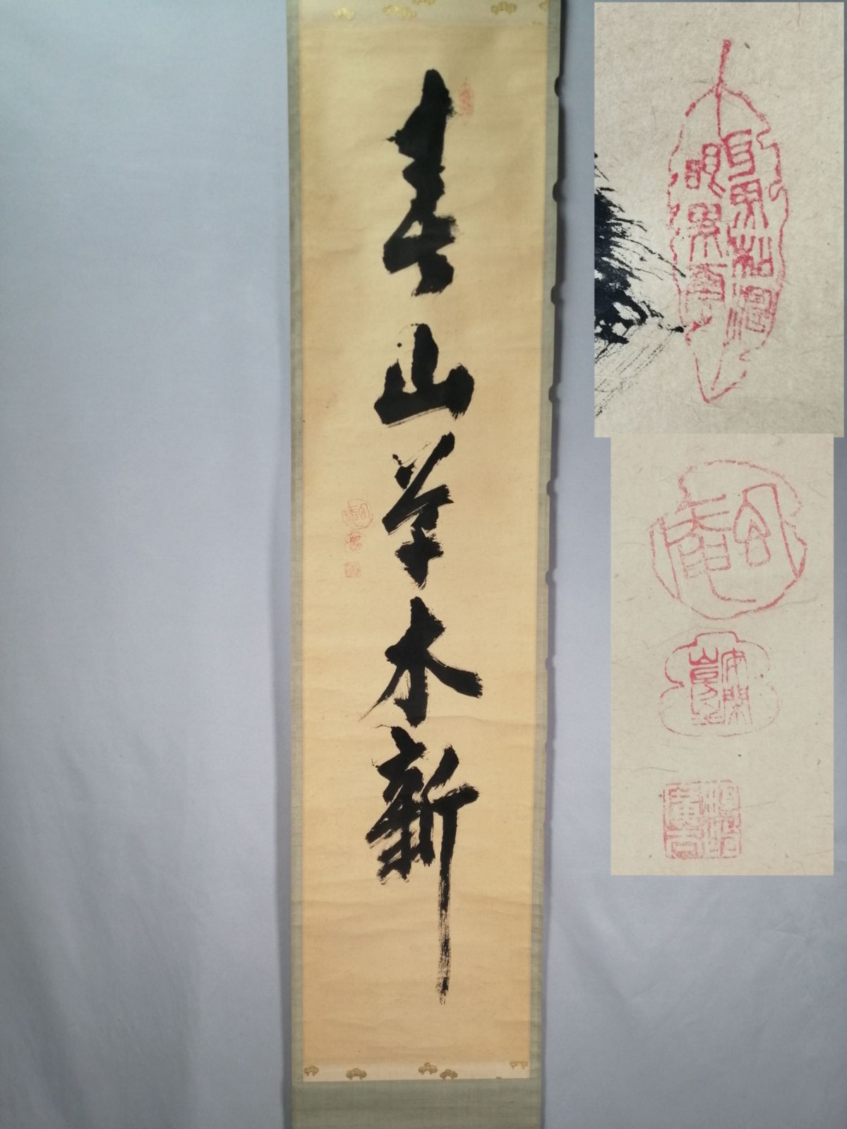 茶道具】野崎幻庵筆 『春山草木新』 一行 茶掛 掛軸 軸C192 - メルカリ