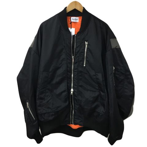 シーソー SeeSew ジャケット ブルゾン MA-1 ジップアップ バイカラー ナイロン 長袖 L 黒 グレー ブラック