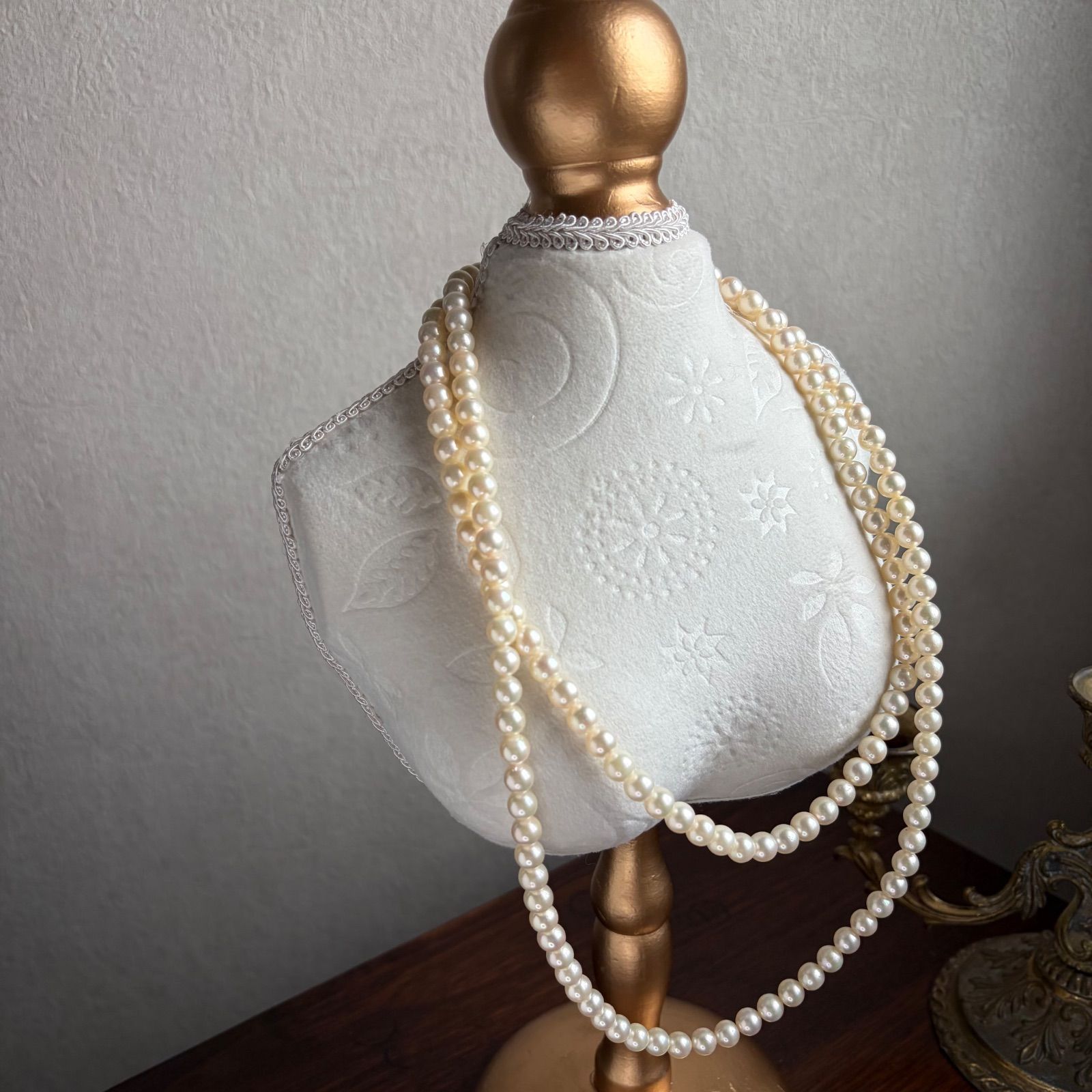 鑑別あり】買取店 パール ネックレス ロング 二重 本真珠 silver 