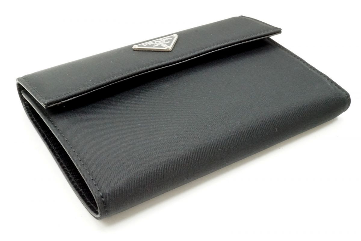 プラダ 三つ折り 財布 三角ロゴプレート Wホック ウォレット テスート