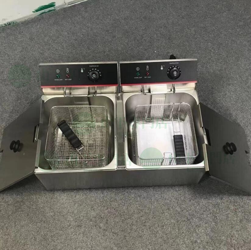 卓上型 電気フライヤー 2槽式 6L x2 12L 揚げ物天ぷら 単相 100V