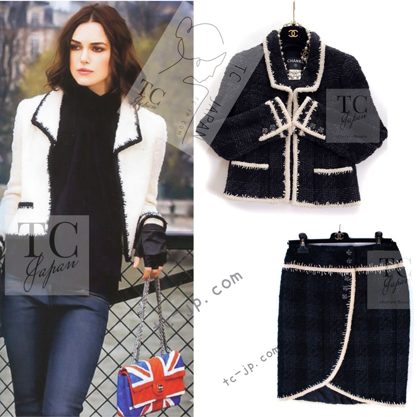 美品！ヴィンテージ　CHANEL シャネル　ジャケット シャネル ジャケット スーツ CHANEL ブラック アイボリー トリミング