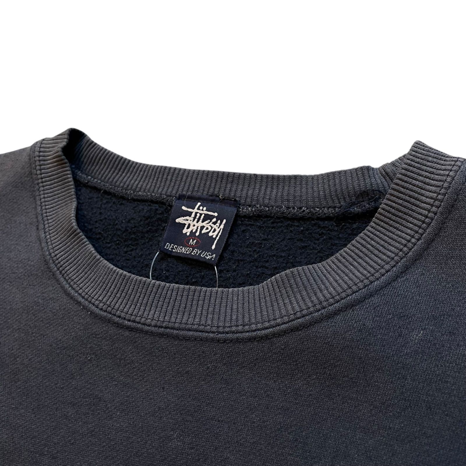 90s-00s STUSSY “JAZZ MAN” Sweatshirt 紺 M ステューシー ジャズマン