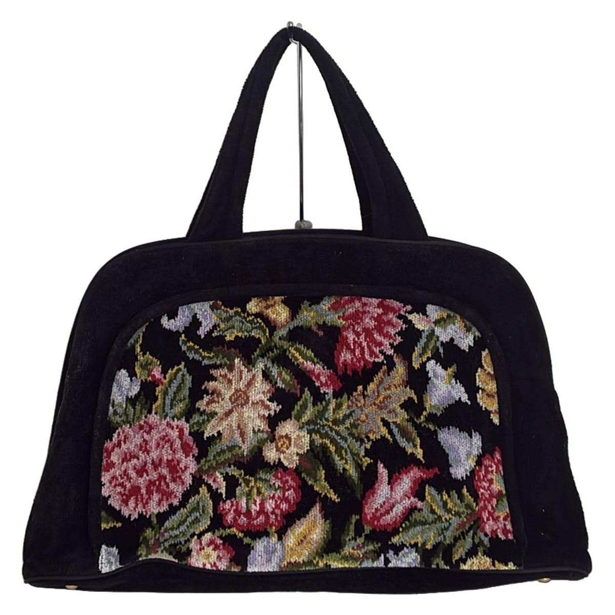 FEILER(フェイラー) ボストンバッグ - 黒×カーキ×マルチ 花柄/本体