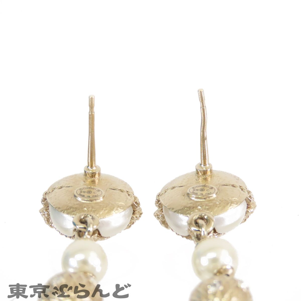 シャネル CHANEL ココマーク パール ドロップ ピアス シャンパン 