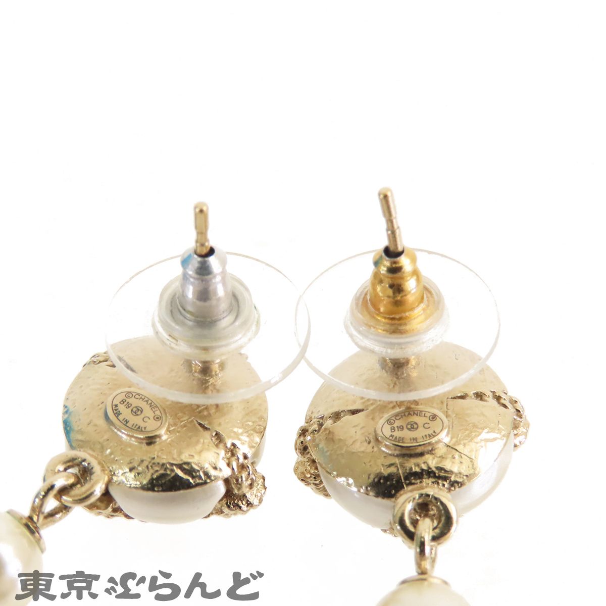 シャネル CHANEL ココマーク パール ドロップ ピアス シャンパン 