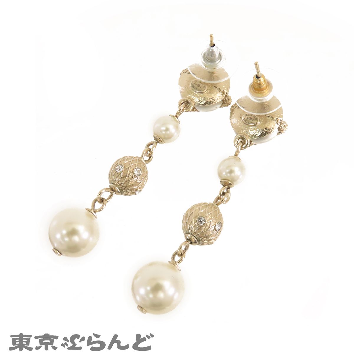 シャネル CHANEL ココマーク パール ドロップ ピアス シャンパン 