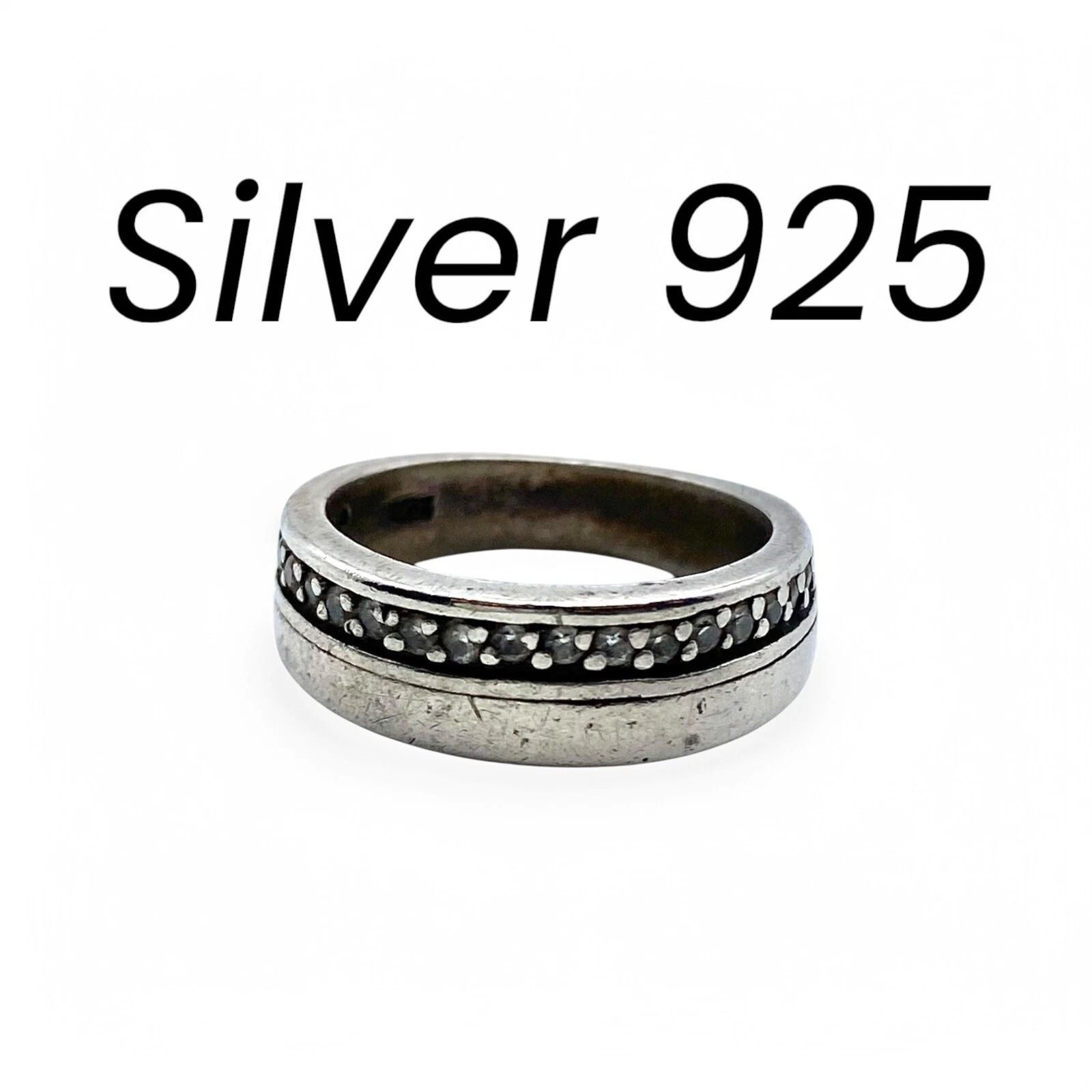 静かな輝き】ジルコニア Silver 925 刻印 80s Vintage Design Ring 