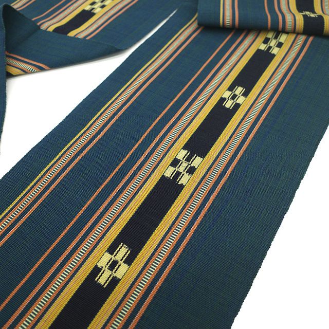 新古品】 名古屋帯 本場琉球 沖縄県 八重山みんさー ミンサー 全通 綿