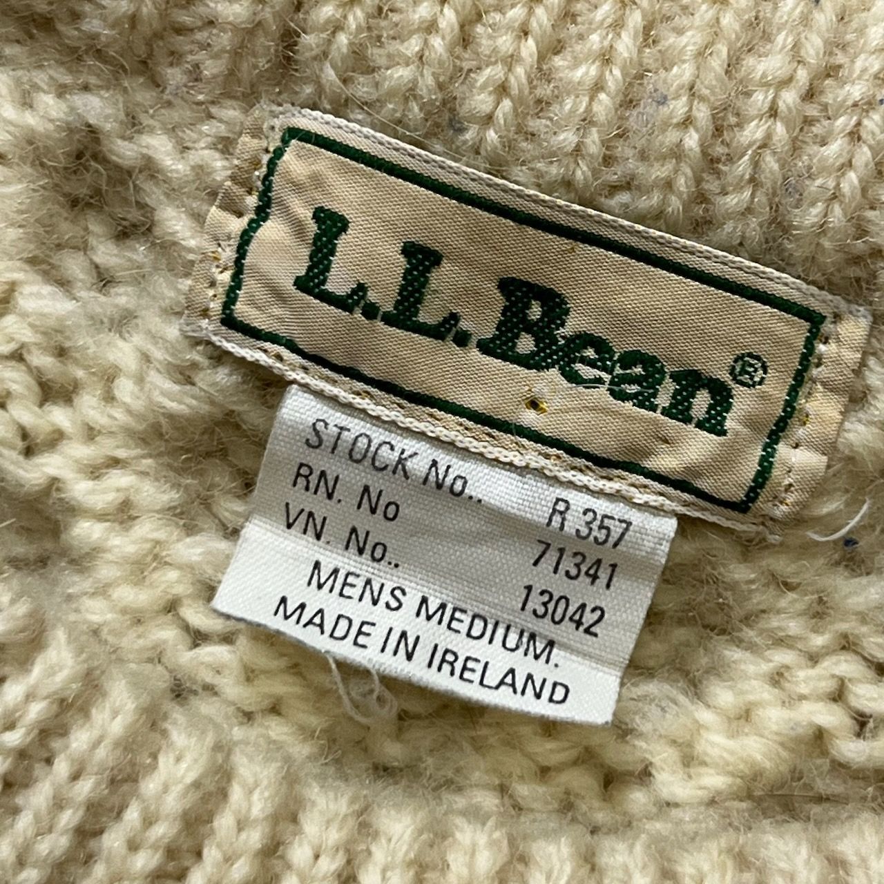 80s Ireland L.L.Bean アランセーター ウール ハニカム ケーブル 