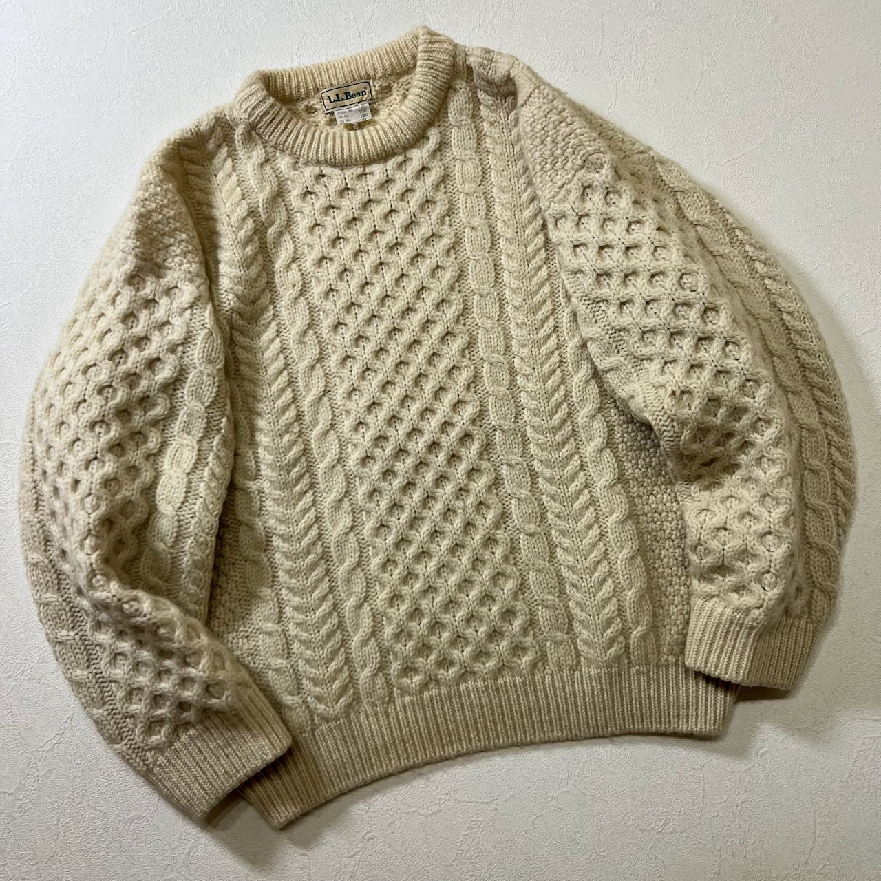 アイルランド製 エルエルビーン フィッシャーマン ウール ニット 美品 