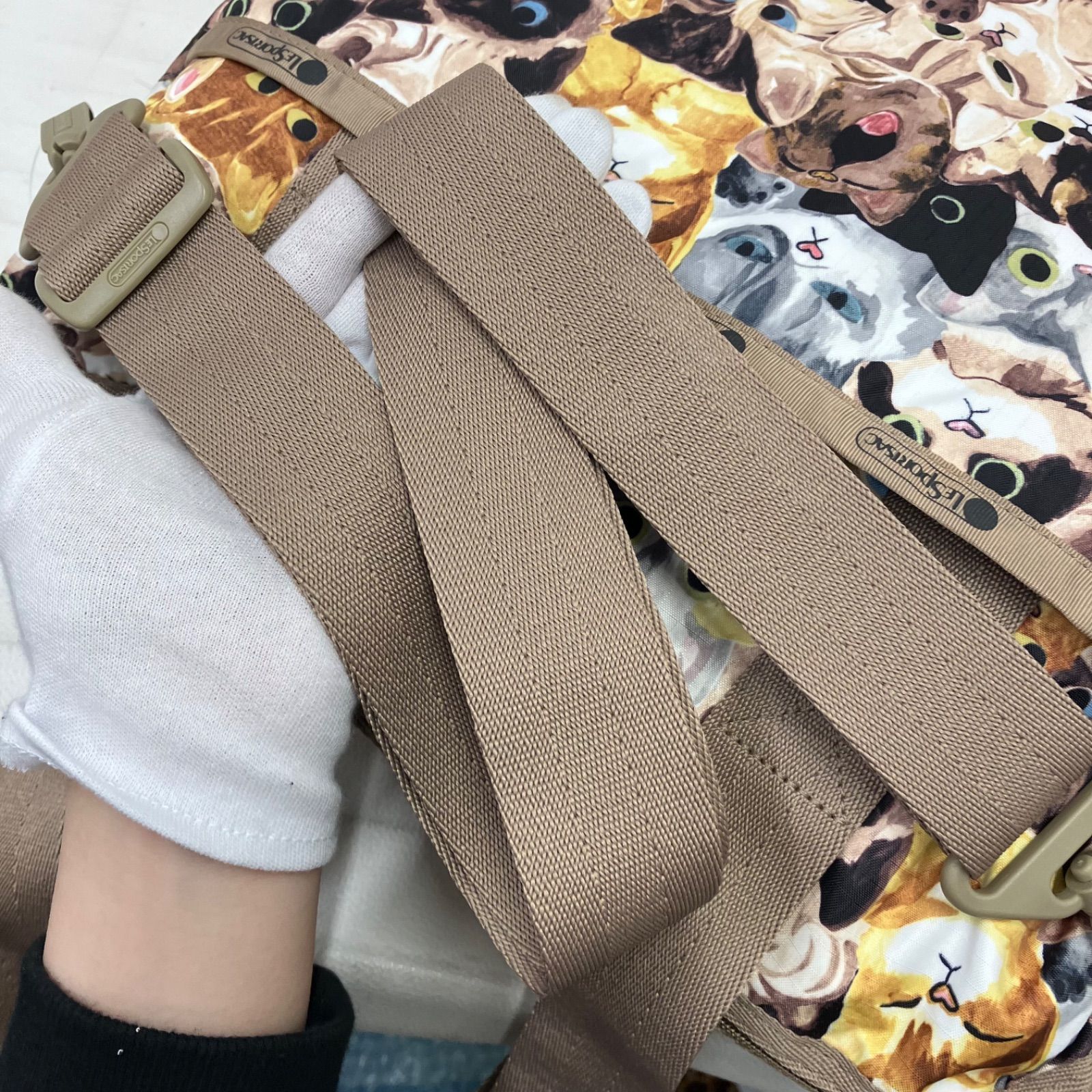 8563 良品 LeSportsac レスポートサック ボストンバッグ 2way キャット 
