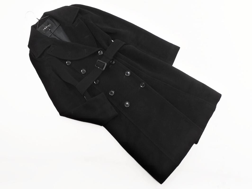 INDIVI インディヴィ アンゴラ混 ロング コート size38/黒