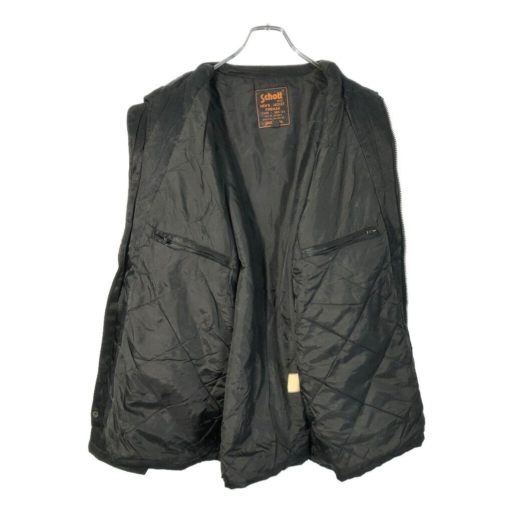 90年代 Schott ショット ファイヤーマンジャケット ブラック(メンズ XL)中古 古着 X2179 90年代 Schott ショット ファイヤーマンジャケット ブラック(メンズ XL