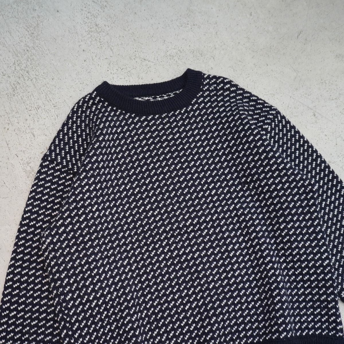 名作 80S L.L.Bean LLBean エルエルビーン バーズアイ柄 ウール ニット