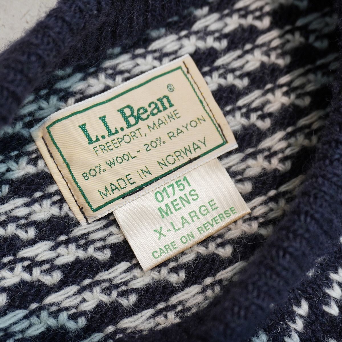 名作 80S L.L.Bean LLBean エルエルビーン バーズアイ柄 ウール ニット