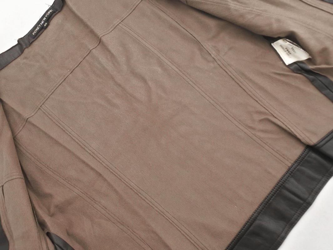 foxey フォクシー NEW YORK フェイクレザー ノーカラー ジャケット