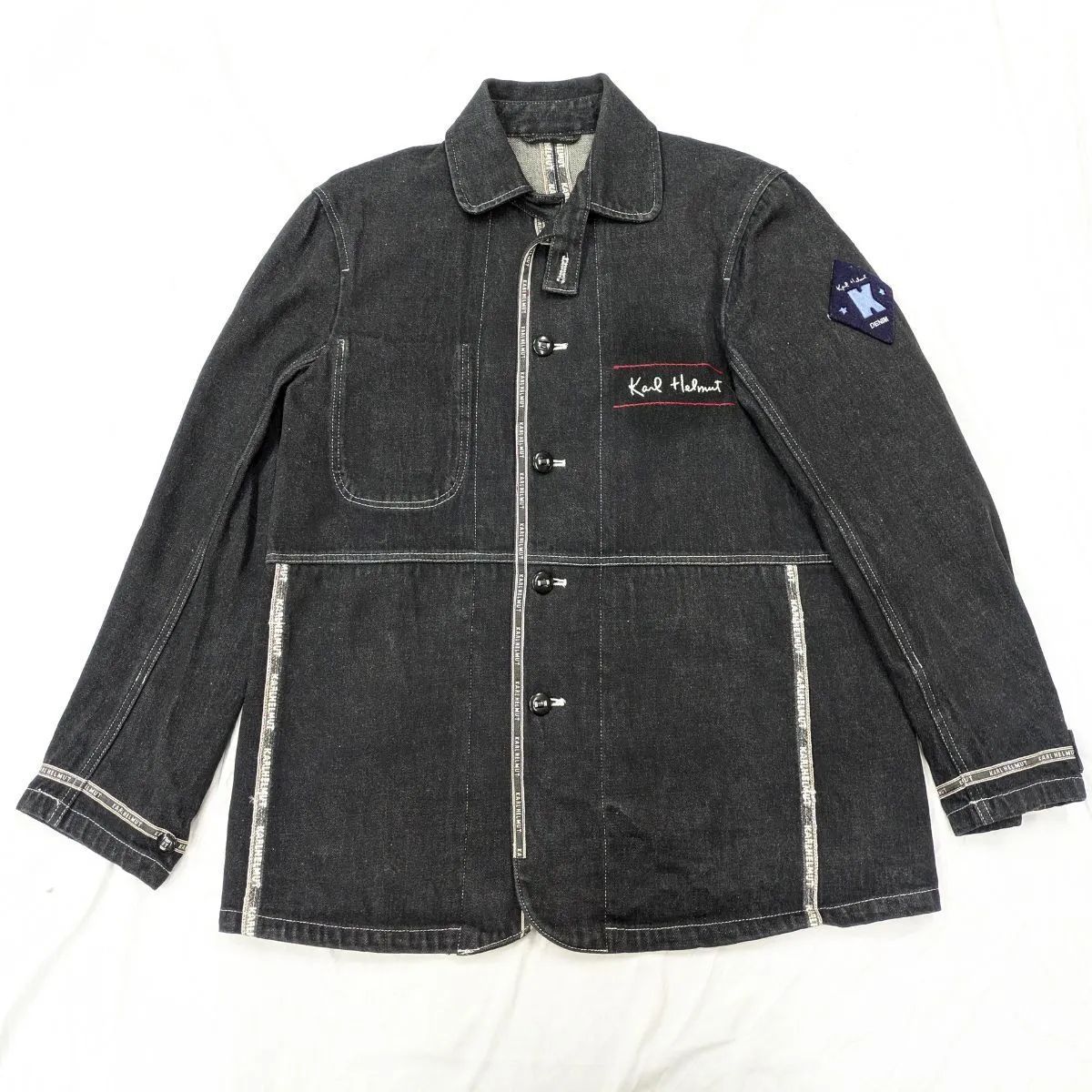 Karlhelmet/カールヘルム デニムジャケット ブラック Gジャン Karl Helmut/ カールヘルム ワッペン デニム ジャケット Mサイズ