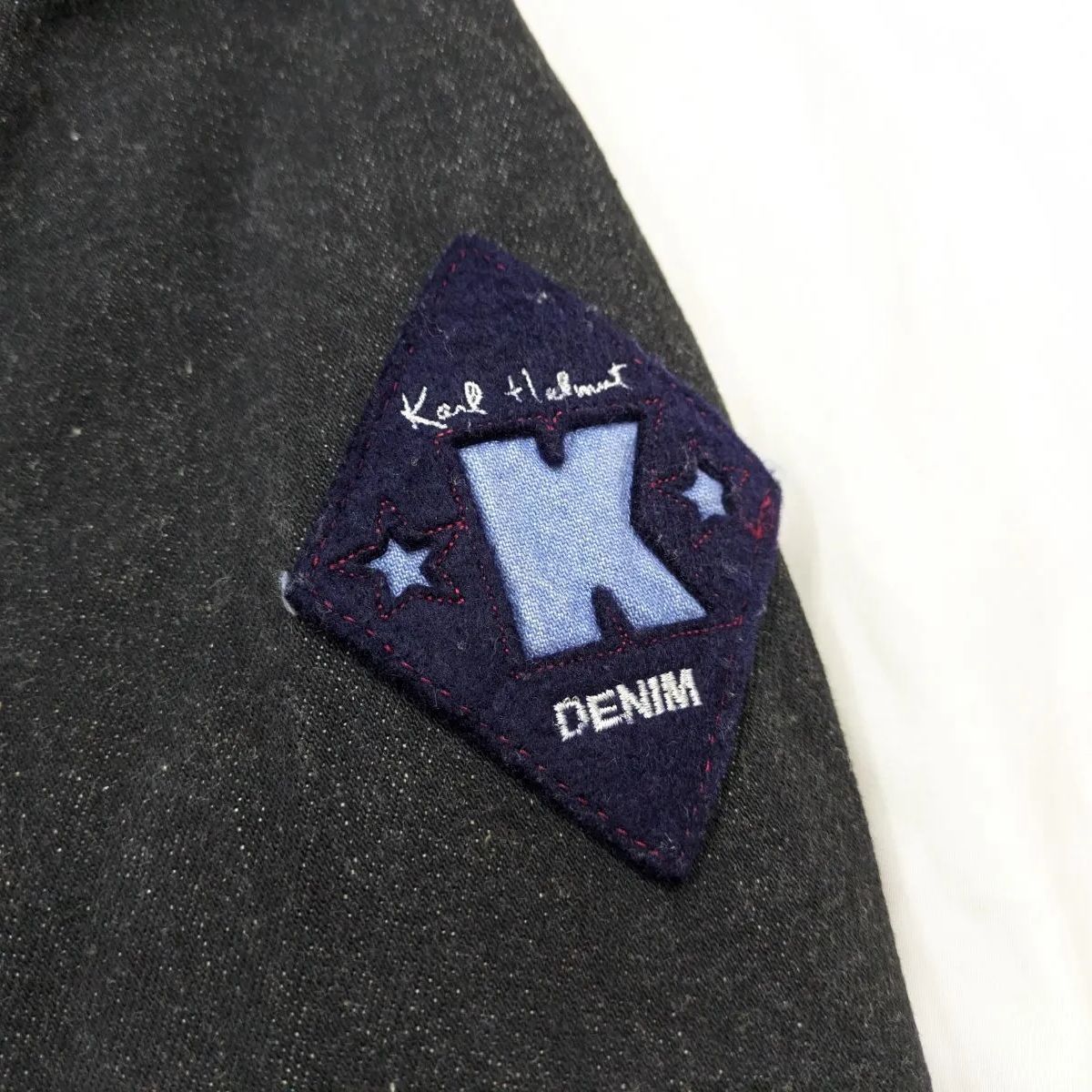 カームヘルム KARL HELMUT ワッペン 刺繍 オーバーサイズ コート 中古・古着通販】KARL HELMUT (カールヘルム) ステンカラーコート