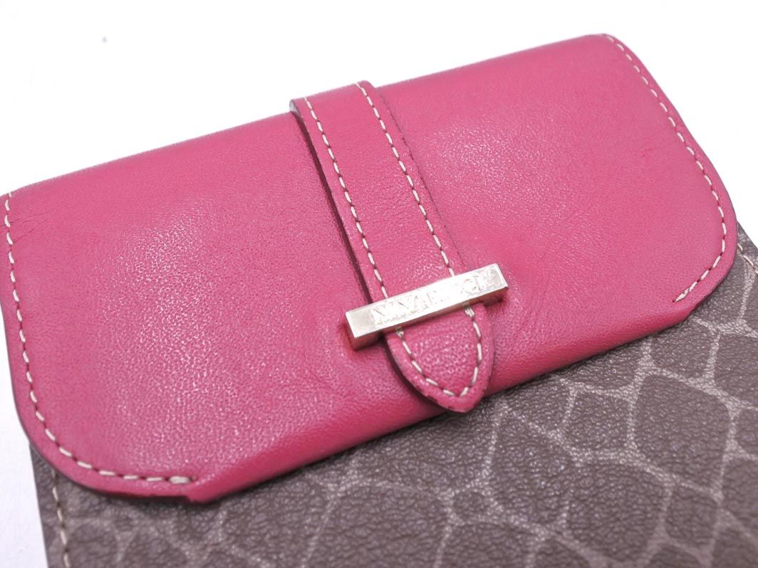 NINA RICCI ニナリッチ 総柄 がま口 三つ折り 財布 ブラウンxピンク