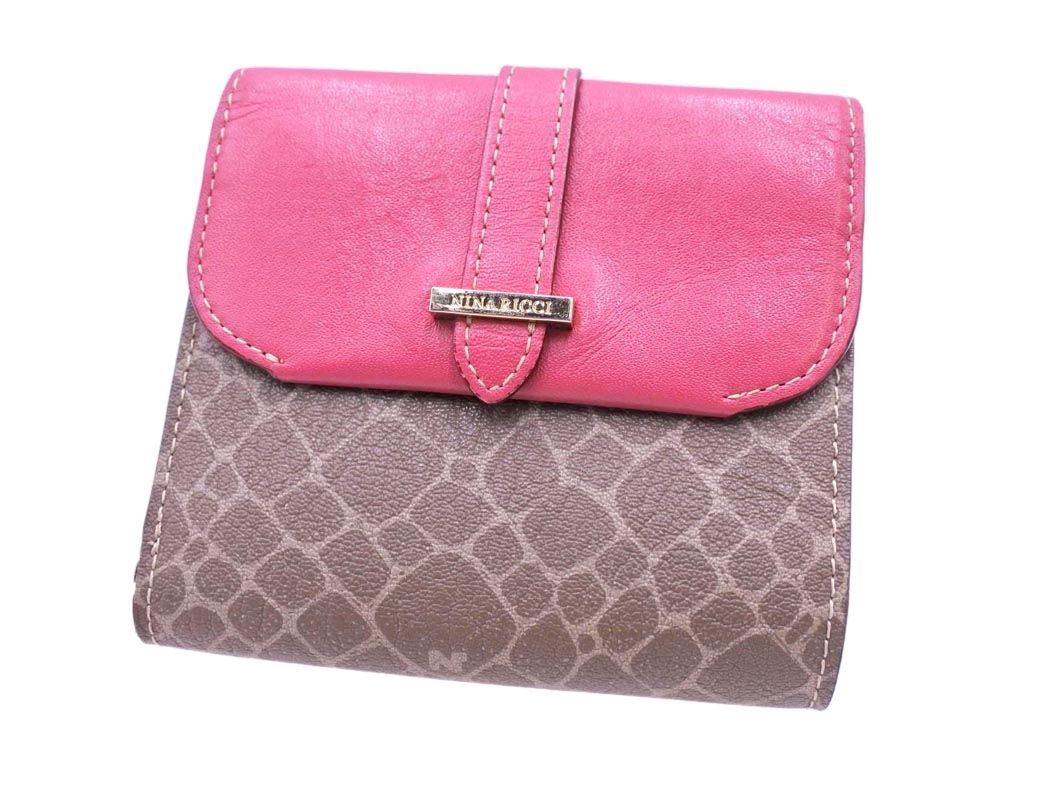 NINA RICCI 三つ折り財布 ブラウン/ピンク NINA RICCI 三つ折り財布 ブラウン/ピンク NINA RICCI 三つ折り財布