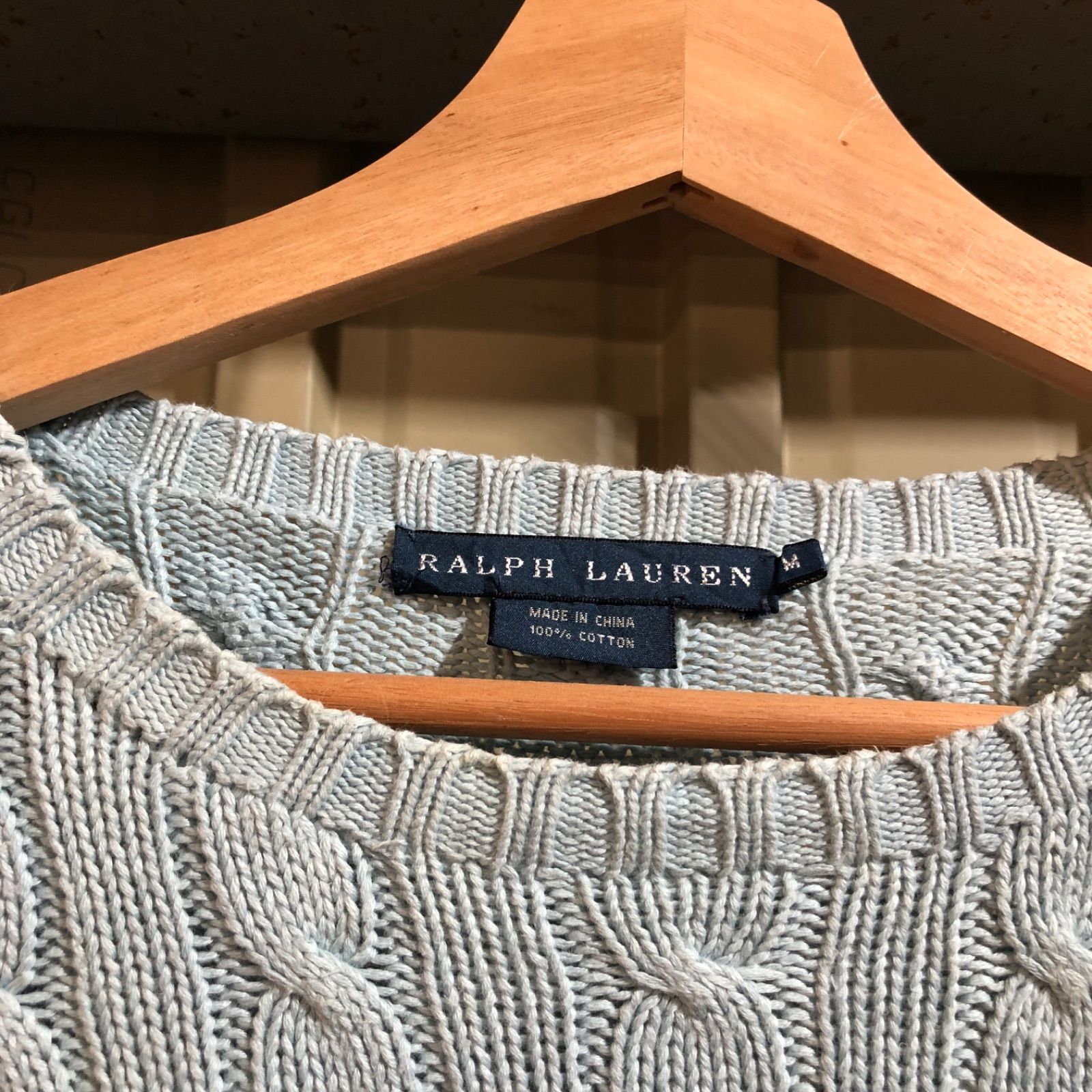 1524 Ralph Lauren セーター 水色 M ラルフローレン ニット コットン