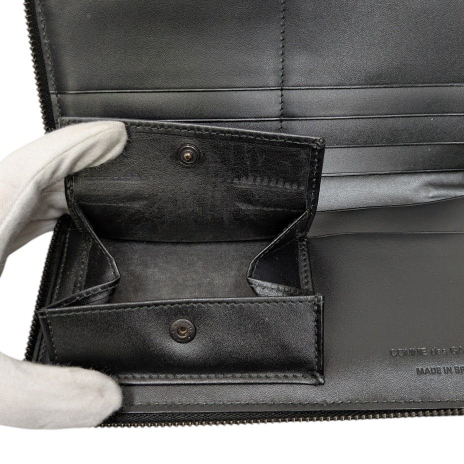 コムデギャルソン ラウンドファスナー レザー 長財布 黒 コムデギャルソン COMME des GARCONS 財布 エンボス ラウンド