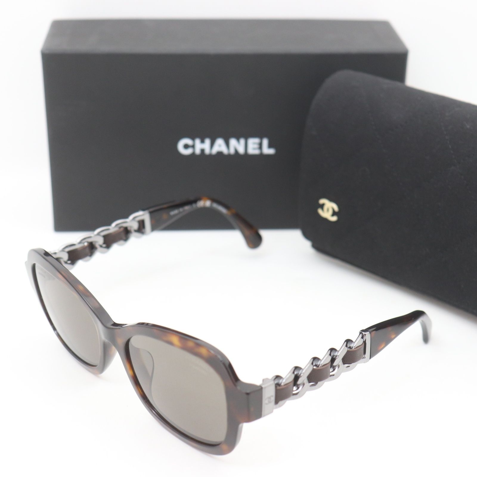 レディース CHANEL ココマーク サングラス チェーンレザータイプ 5465-Q-A
