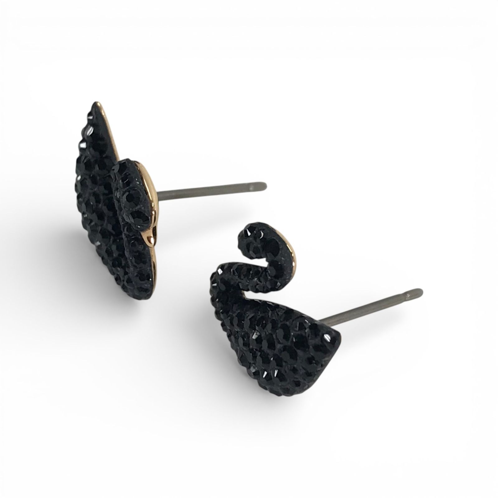 SWAROVSKI スワロフスキー ピアス スワン ブラック クリスタル・パール 