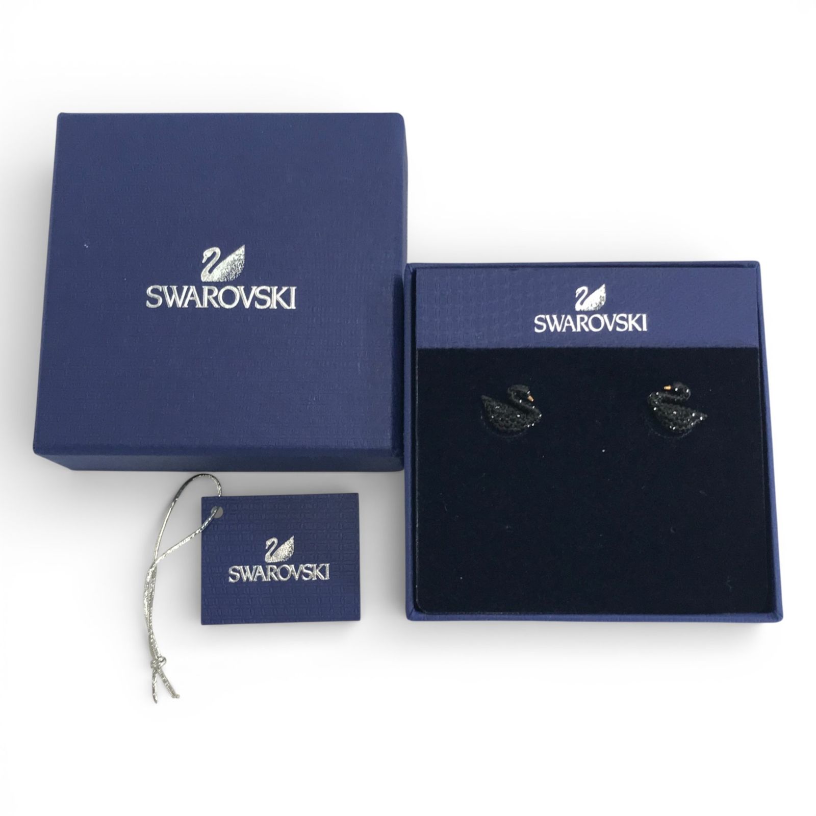 SWAROVSKI スワロフスキー ピアス スワン ブラック クリスタル・パール 