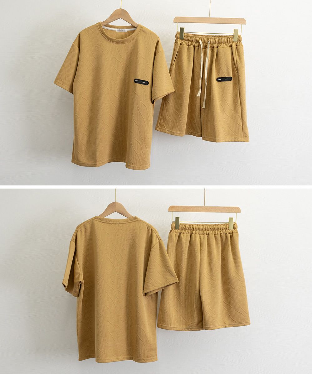 メンズ 半袖tシャツ ハーフパンツセット【カラー：ベージュ 商品コード