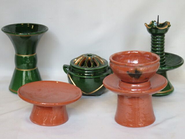 期間限定特価 茶道具 三具足 七世 川嵜和楽 川崎和楽 新品 新春）七世 川崎和楽作 青楽 三具足 供茶 【税込・送料込】【中古・美