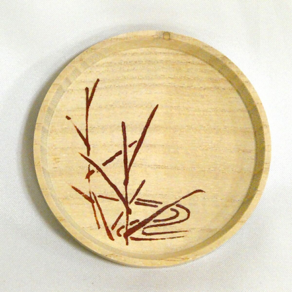 指物師三代 萩井好斎作 みおつくし 桐丸香合 茶道具【中古・美品