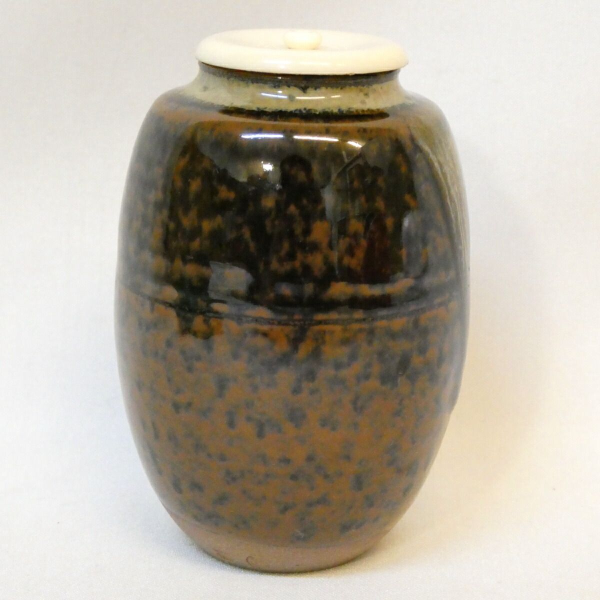 高取喜恵作 高取焼 肩衝茶入 萬葉華文仕覆 十三代高取八仙の妻 茶道具