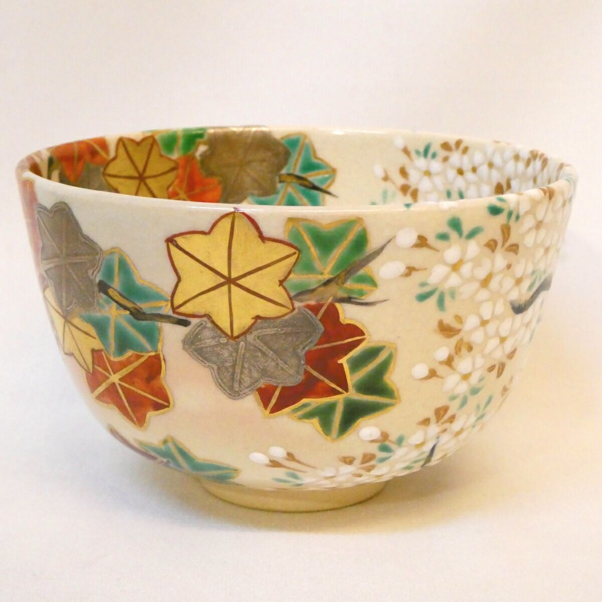 尋牛斎宗匠書付】平安竜谷窯 宮川香雲作 雲錦 茶碗 色絵 久田宗也宗匠