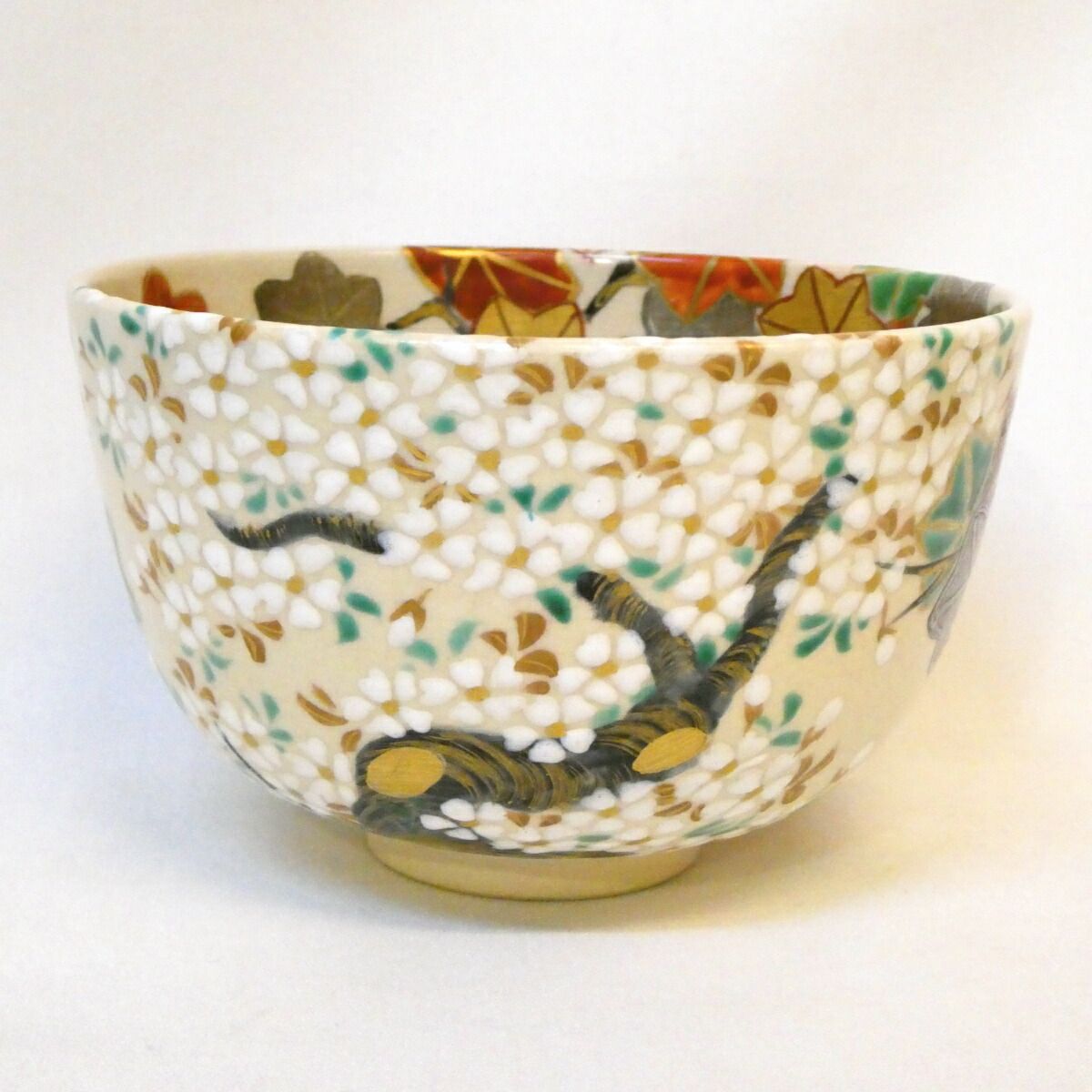 尋牛斎宗匠書付】平安竜谷窯 宮川香雲作 雲錦 茶碗 色絵 久田宗也宗匠