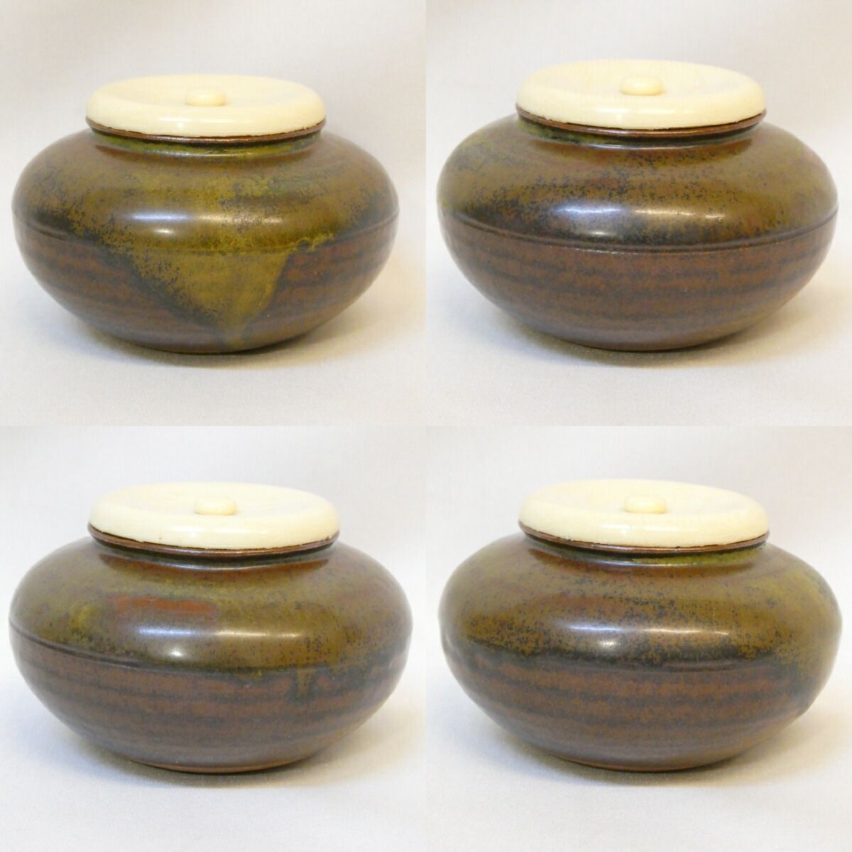 ラクト蓋】信水窯 市野信水作 丹波焼 大海 茶入 長緒 剣先梅鉢緞子仕覆