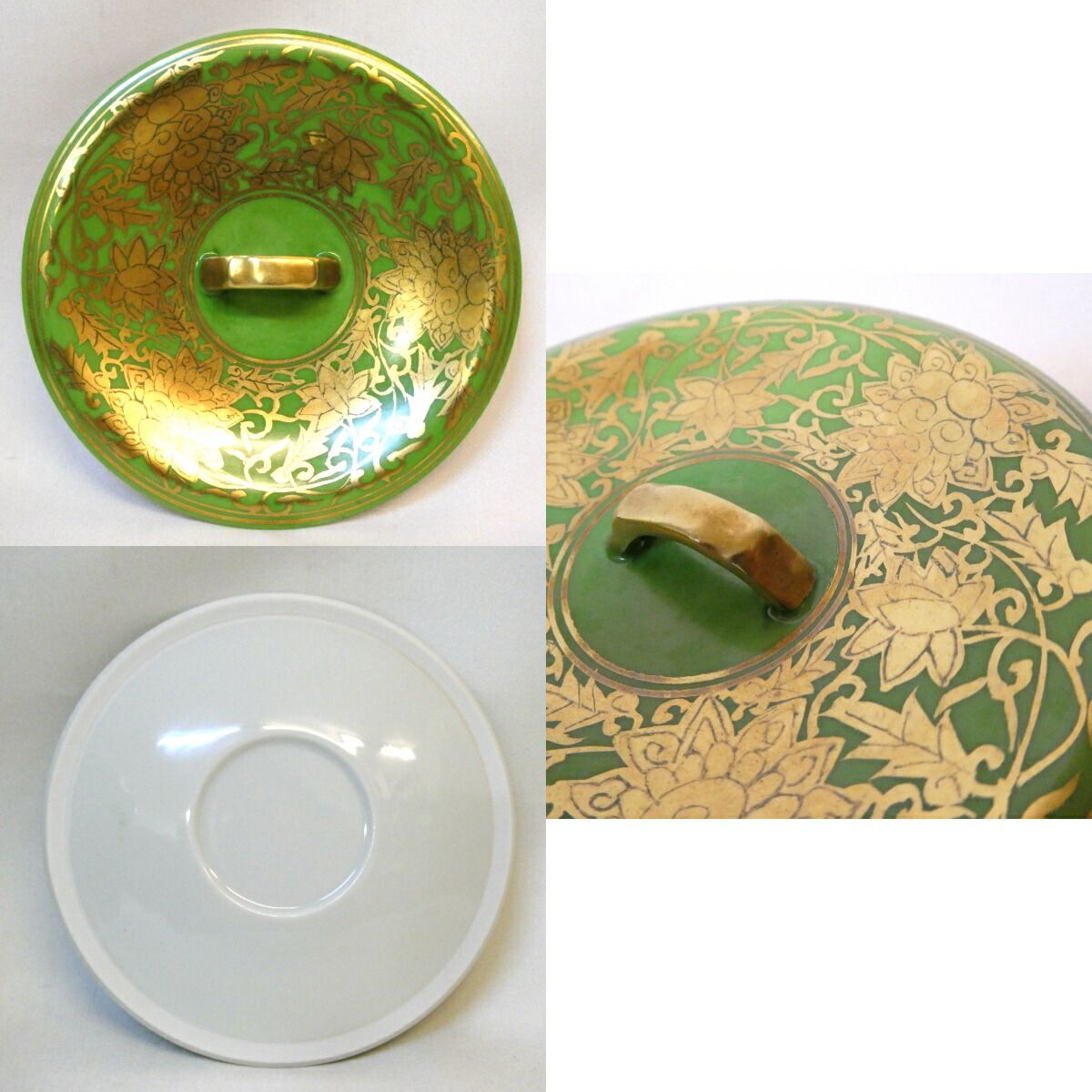 高級茶道具】平安 三代 加藤利昇作 萌黄金襴 台子皆具 一揃 茶道具