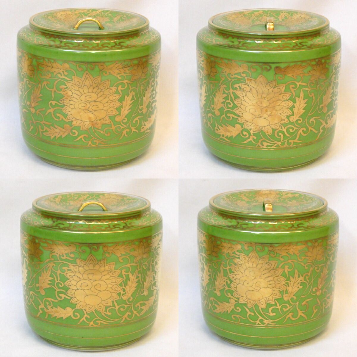 台子　/茶道具　訳あり　／売約済み 高級茶道具】平安 三代 加藤利昇作 萌黄金襴 台子皆具 一揃 茶道具