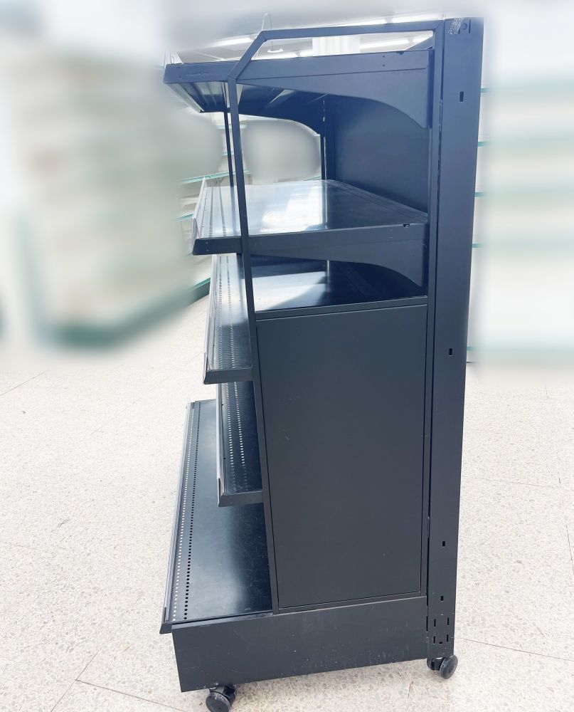 オカムラ製 H141cm×W120cm 単体片面４段■サイド付き ■キャスター付き■プライスケース付き■陳列棚・システム什器■S-652 オカムラ製 H141cm×W120cm 単体片面4段□サイド付き □キャスター付き