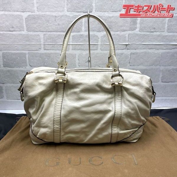 GUCCI ミニボストン トラベルバッグ 189 892 レザー アイボリー グッチ GUCCI ミニボストン トラベルバッグ 189 892 レザー アイボリー グッチ
